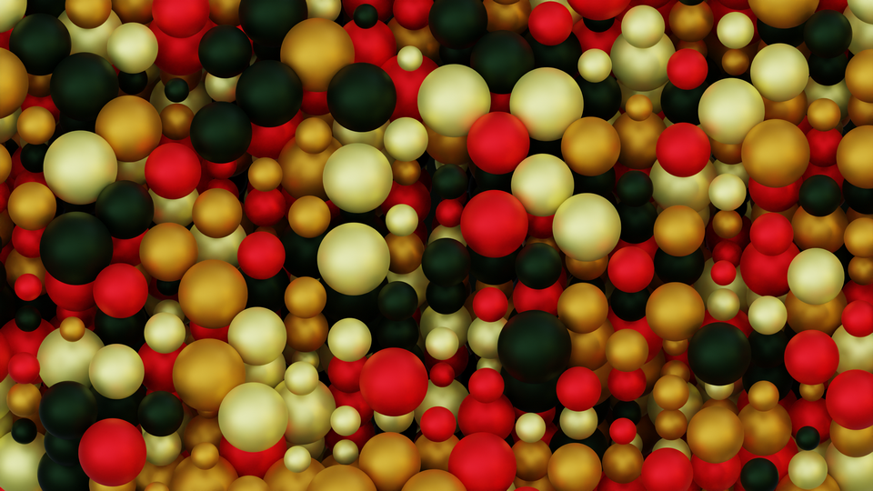 Preview 0117 Balls Christmas Gold Palette Free CC0 WordPress 3D Shapes Background 3840x2160 PNG