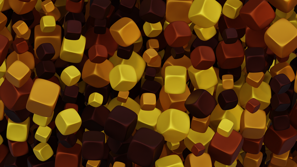 Preview 0129 Button Cube Amber Yellow Palette Free CC0 WordPress 3D Shapes Background 3840x2160 PNG