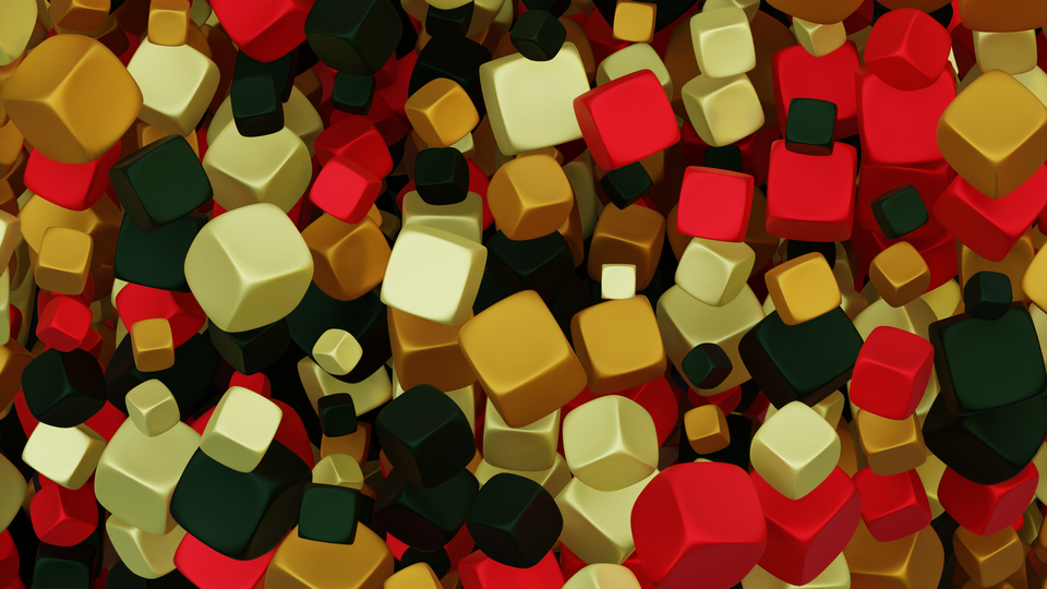 Preview 0133 Button Cube Christmas Gold Palette Free CC0 WordPress 3D Shapes Background 3840x2160 PNG