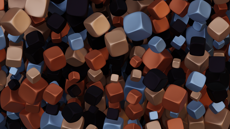 Preview 0134 Button Cube Cinnamon Gray Palette Free CC0 WordPress 3D Shapes Background 3840x2160 PNG