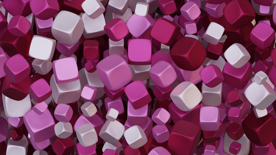 Preview 0140 Button Cube Pink Cream Palette Free CC0 WordPress 3D Shapes Background 3840x2160 PNG