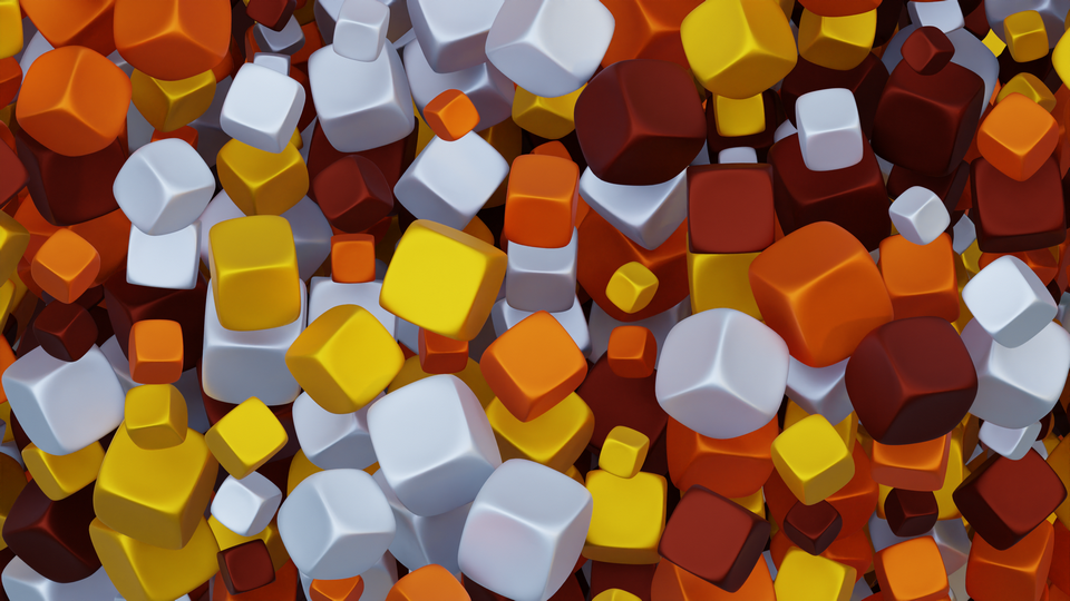 Preview 0142 Button Cube Saffron Yellow Palette Free CC0 WordPress 3D Shapes Background 3840x2160 PNG