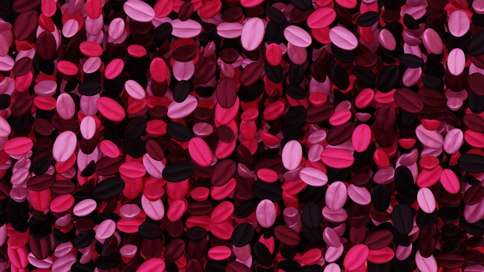 Preview 0147 Coffee Beans Burgundy Rose Palette Free CC0 WordPress 3D Shapes Background 3840x2160 PNG