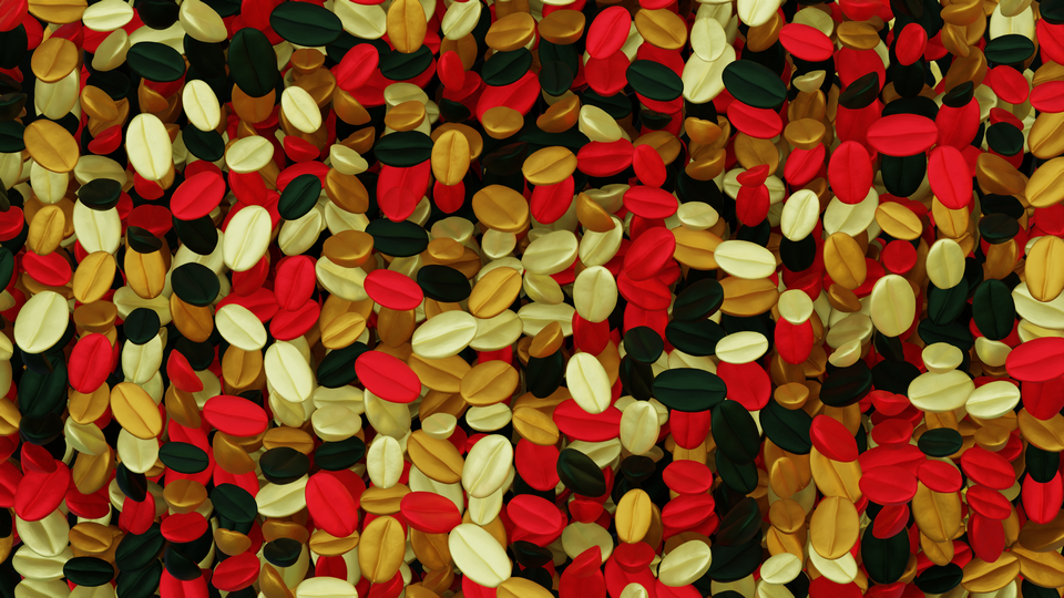 Preview 0149 Coffee Beans Christmas Gold Palette Free CC0 WordPress 3D Shapes Background 3840x2160 PNG