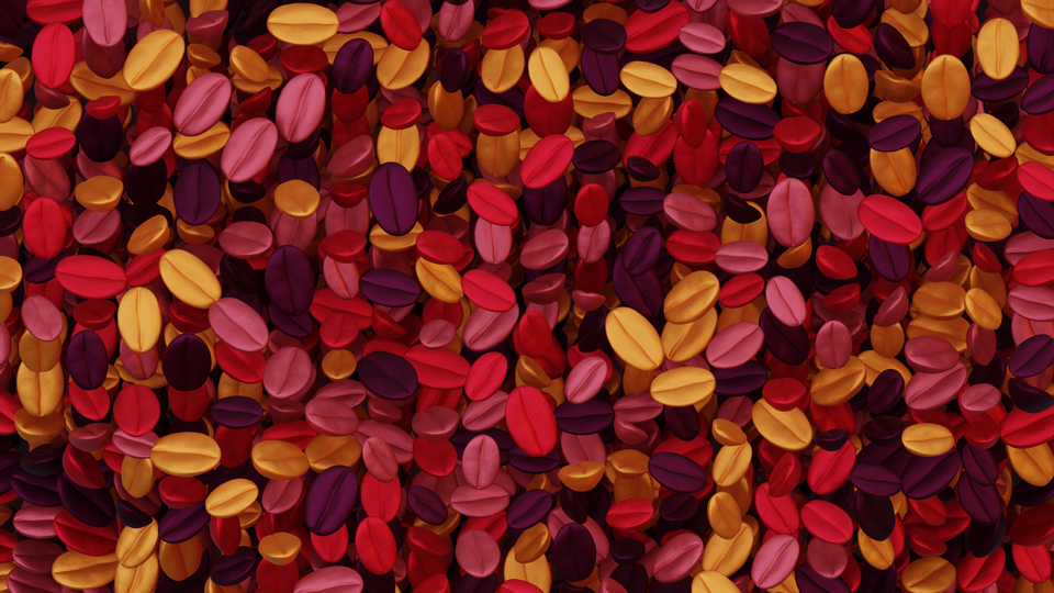 Preview 0151 Coffee Beans Coral Sand Palette Free CC0 WordPress 3D Shapes Background 3840x2160 PNG