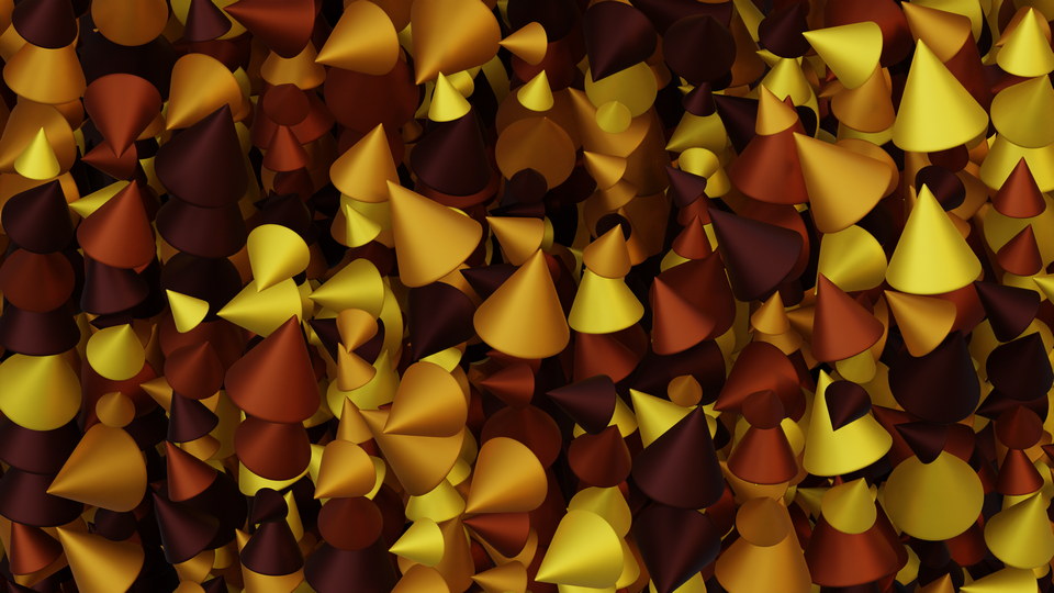 Preview 0161 Cone Amber Yellow Palette Free CC0 WordPress 3D Shapes Background 3840x2160 PNG
