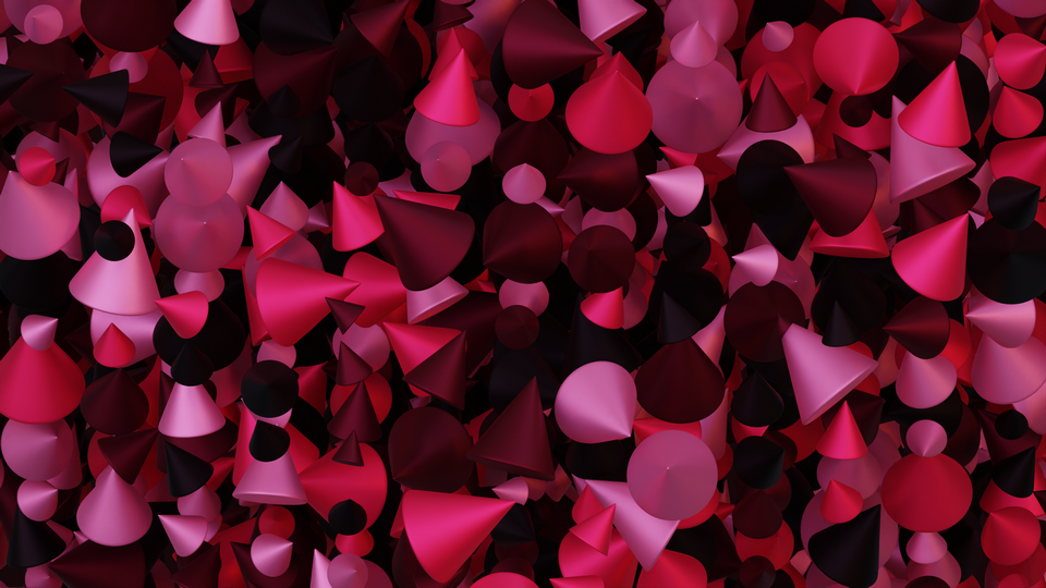 Preview 0163 Cone Burgundy Rose Palette Free CC0 WordPress 3D Shapes Background 3840x2160 PNG
