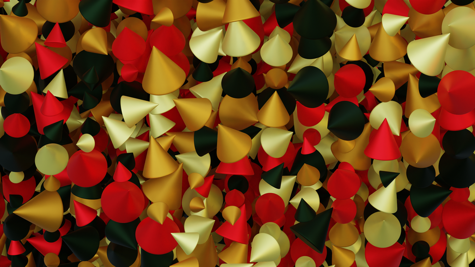 Preview 0165 Cone Christmas Gold Palette Free CC0 WordPress 3D Shapes Background 3840x2160 PNG