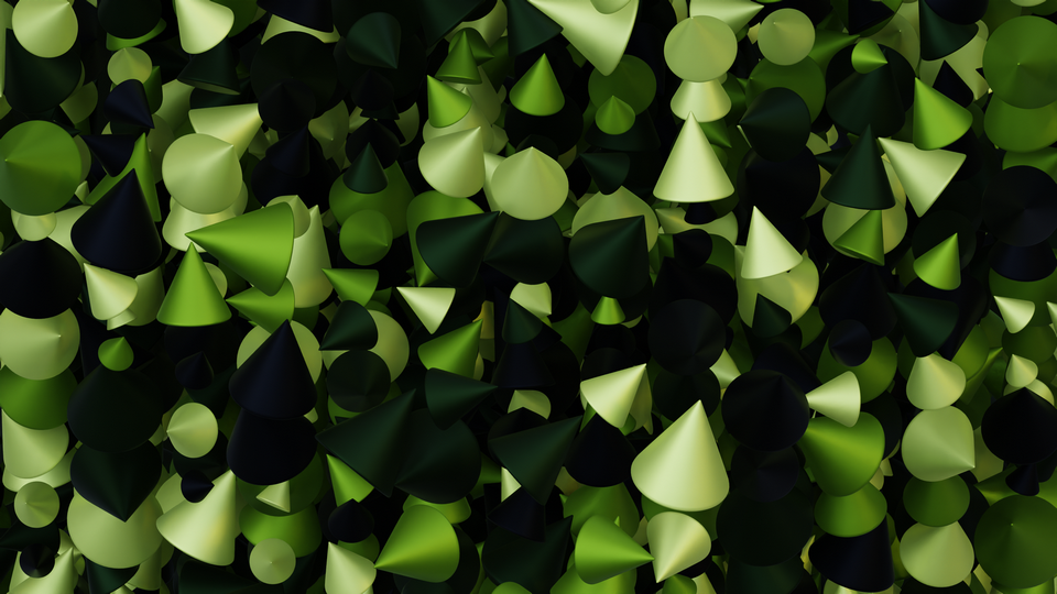 Preview 0168 Cone Dark Lime Palette Free CC0 WordPress 3D Shapes Background 3840x2160 PNG