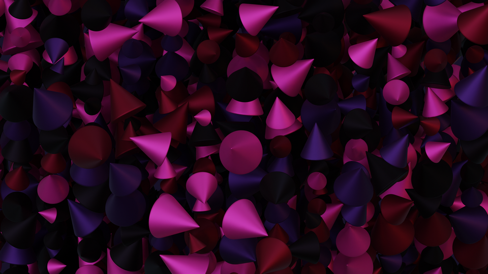 Preview 0169 Cone Grape Purple Palette Free CC0 WordPress 3D Shapes Background 3840x2160 PNG