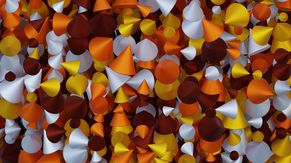 Preview 0174 Cone Saffron Yellow Palette Free CC0 WordPress 3D Shapes Background 3840x2160 PNG