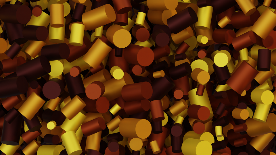 Preview 0193 Cylinders Amber Yellow Palette Free CC0 WordPress 3D Shapes Background 3840x2160 PNG