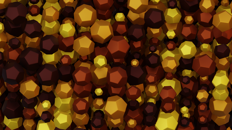 Preview 0209 Dodecahedron Amber Yellow Palette Free CC0 WordPress 3D Shapes Background 3840x2160 PNG