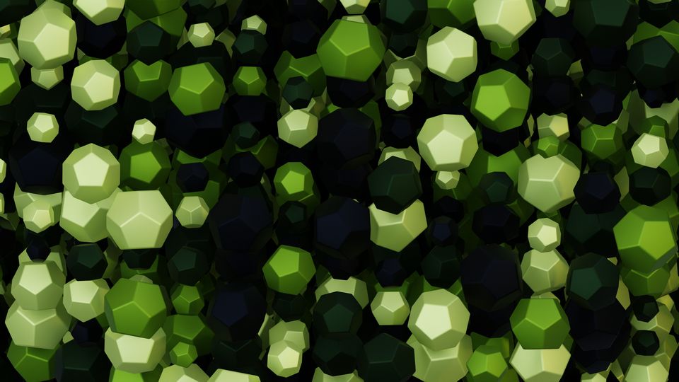 Preview 0216 Dodecahedron Dark Lime Palette Free CC0 WordPress 3D Shapes Background 3840x2160 PNG
