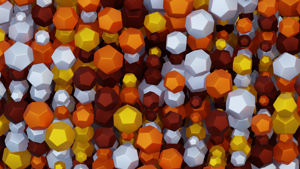 Preview 0222 Dodecahedron Saffron Yellow Palette Free CC0 WordPress 3D Shapes Background 3840x2160 PNG