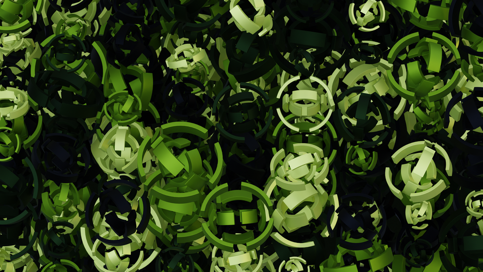 Preview 0232 Futuristic Elements Dark Lime Palette Free CC0 WordPress 3D Shapes Background 3840x2160 PNG