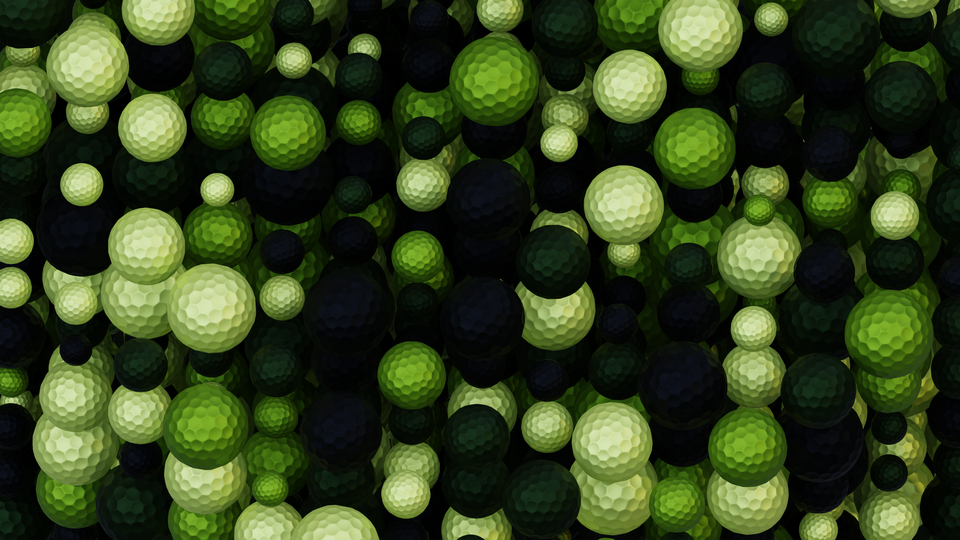 Preview 0248 Golf Balls Dark Lime Palette Free CC0 WordPress 3D Shapes Background 3840x2160 PNG