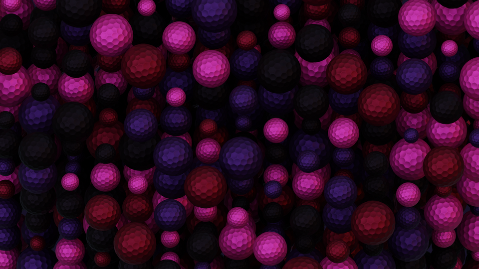 Preview 0249 Golf Balls Grape Purple Palette Free CC0 WordPress 3D Shapes Background 3840x2160 PNG