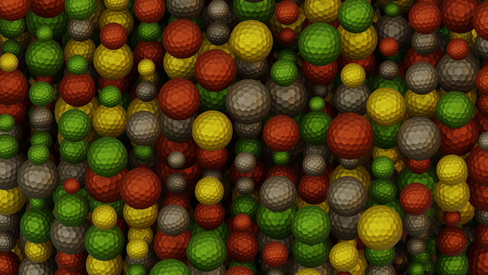 Preview 0251 Golf Balls Pear Wood Green Palette Free CC0 WordPress 3D Shapes Background 3840x2160 PNG