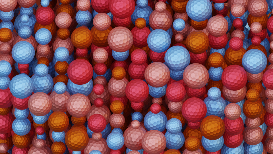 Preview 0253 Golf Balls Pink Sky Palette Free CC0 WordPress 3D Shapes Background 3840x2160 PNG