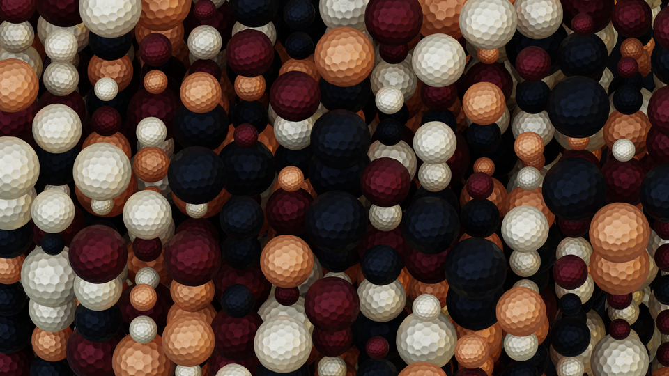 Preview 0256 Golf Balls Sunset Eggplant Palette Free CC0 WordPress 3D Shapes Background 3840x2160 PNG
