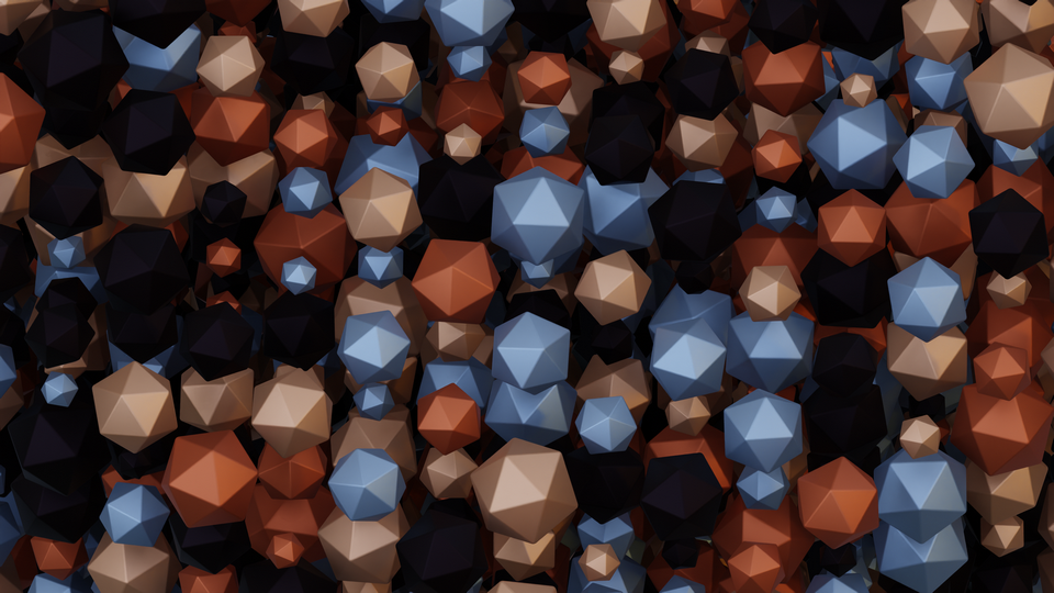 Preview 0262 Icosahedron Cinnamon Gray Palette Free CC0 WordPress 3D Shapes Background 3840x2160 PNG