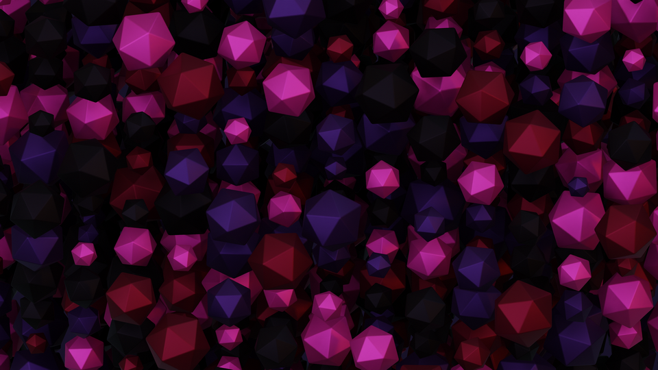 Preview 0265 Icosahedron Grape Purple Palette Free CC0 WordPress 3D Shapes Background 3840x2160 PNG