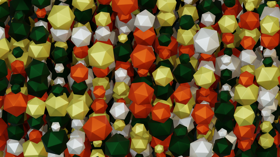 Preview 0266 Icosahedron Orange Lemon Palette Free CC0 WordPress 3D Shapes Background 3840x2160 PNG