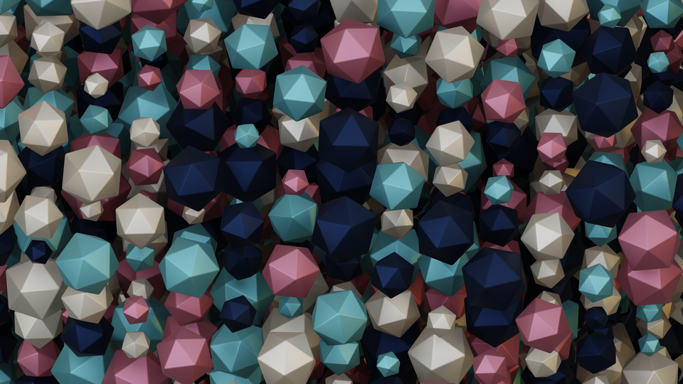 Preview 0271 Icosahedron Sunset Beach Palette Free CC0 WordPress 3D Shapes Background 3840x2160 PNG