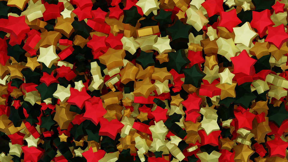Preview 0357 Star Christmas Gold Palette Free CC0 WordPress 3D Shapes Background 3840x2160 PNG