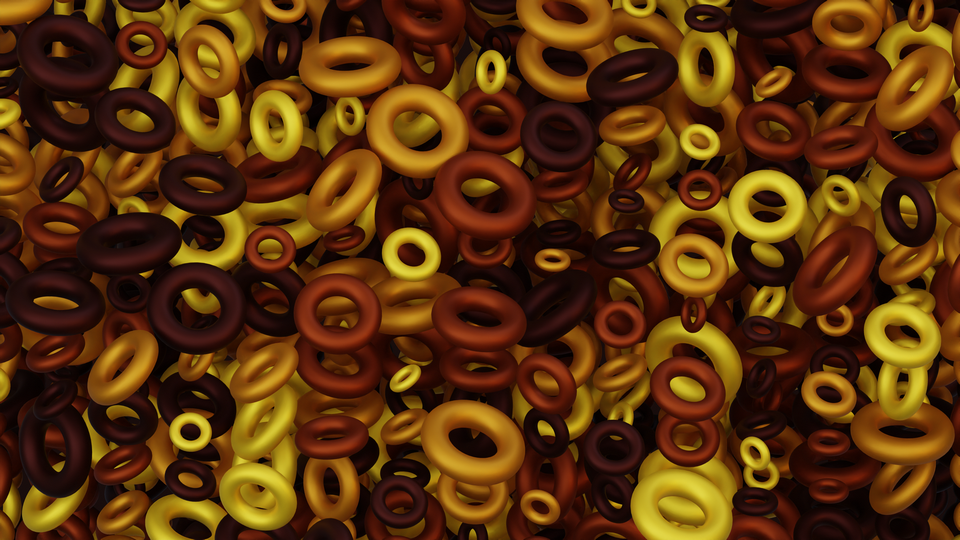 Preview 0385 Torus Amber Yellow Palette Free CC0 WordPress 3D Shapes Background 3840x2160 PNG