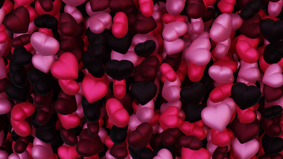 Preview 0403 Hearts Burgundy Rose Palette Free CC0 WordPress 3D Shapes Background 3840x2160 PNG