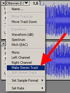 Make stereo track after editing