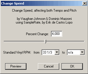 Effect menu listing change speed