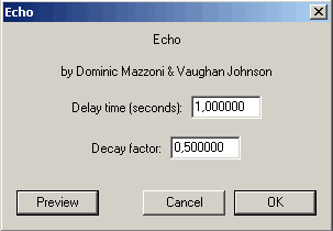 Эффект Эхо (Echo) в программе Audacity